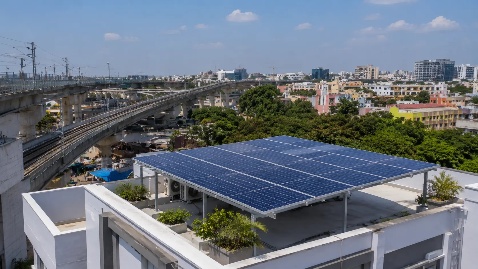 Industrial rooftop solar power plant engineered for factories in Guindy Industrial Estate by 4M Solar Solutions