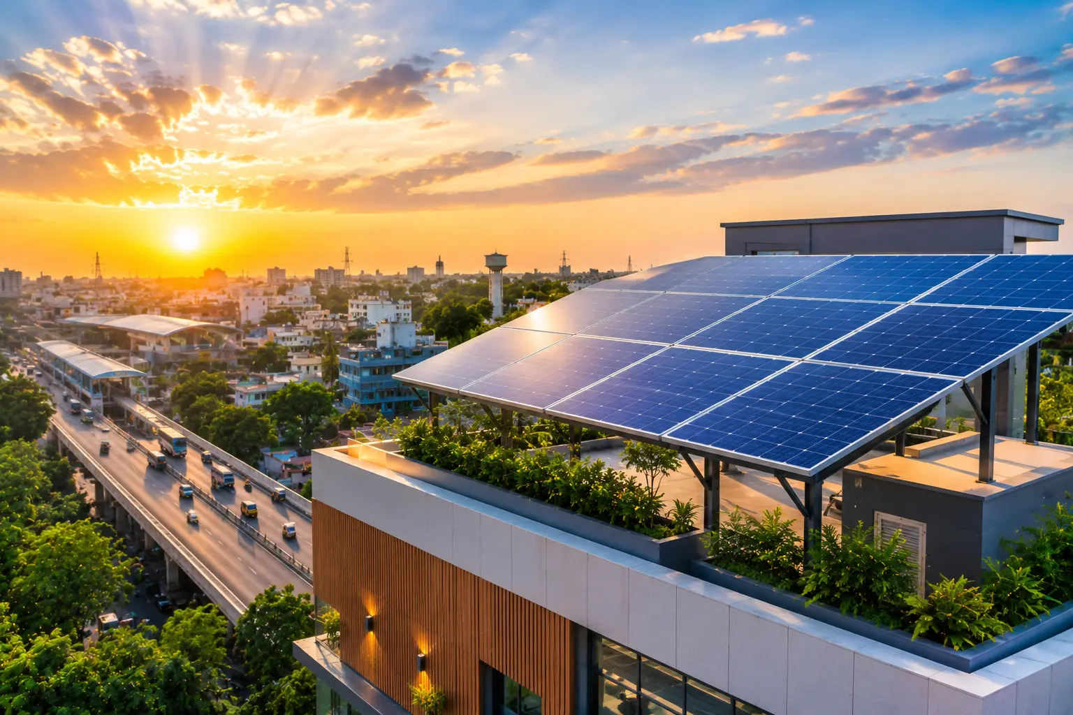 High capacity industrial rooftop solar power plant engineered in Porur by 4M Solar Solutions